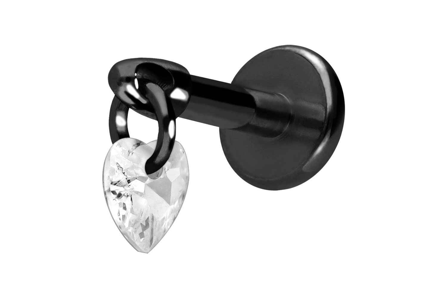 Titan Labret Piercing mit Innengewinde KRISTALLHERZ